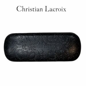 Christian Lacroix Black Embossed Leather Eyeglass Case